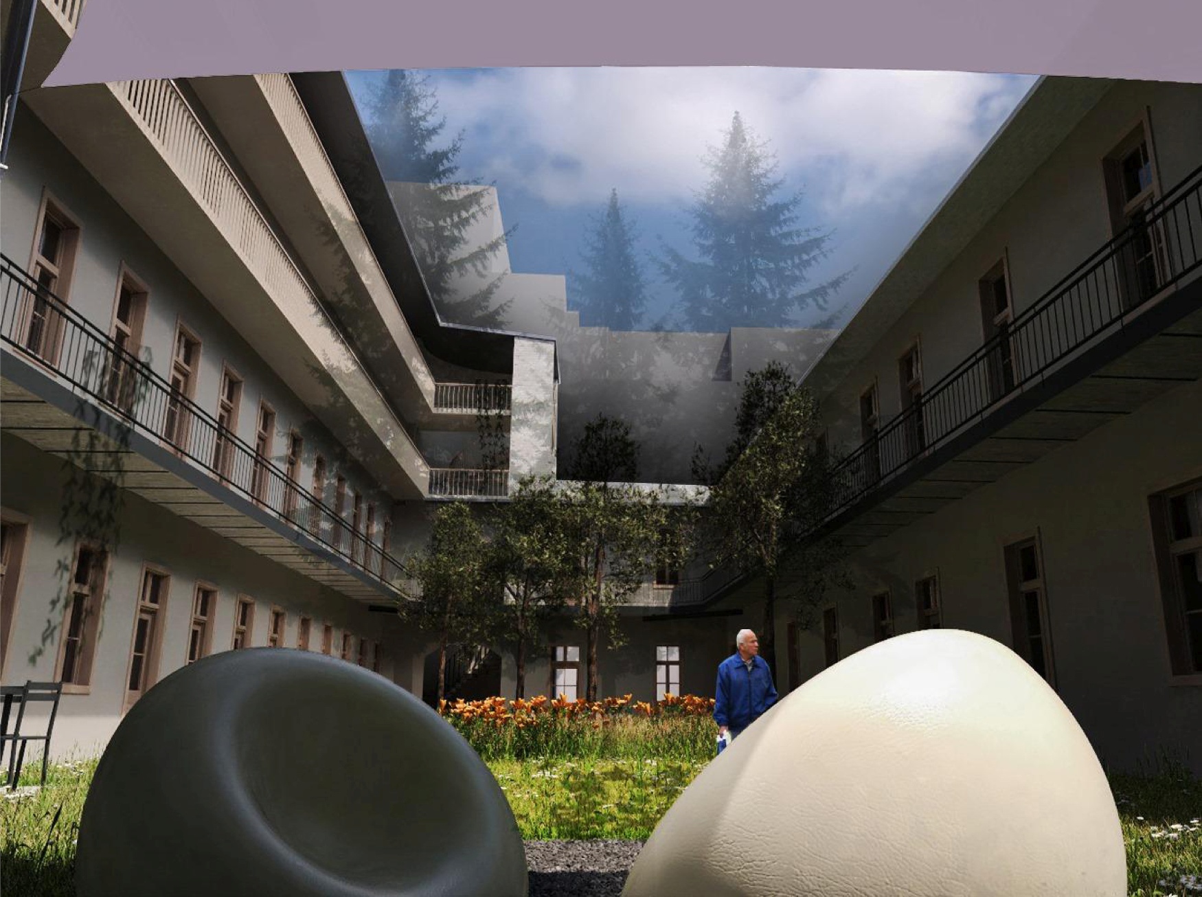 eklektikus bérház bővítése